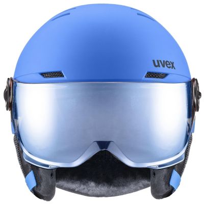 4. Kask narciarski dziecięcy UVEX Rocket jr. Visor blue matt