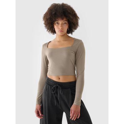 Longsleeve slim gładki damski 4F 4FRSS24TLONF499-82S