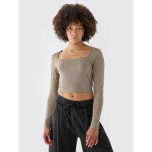 Longsleeve slim gładki damski 4F 4FRSS24TLONF499-82S