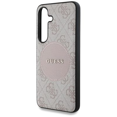 6. Etui Guess 4G Round Patch Classic Logo MagSafe do Samsung Galaxy S25 Plus różowy