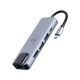 6. GEMBIRD MULTI ADAPTER USB TYP-C 5W1 (HUB + HDMI + PD + CZYTNIK KART + LAN) SREBRNY