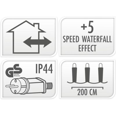 14. LAMPKI CHOINKOWE KURTYNA ŚWIETLNA WATERFALL ZEW 220 LED ZIMNY BIAŁY 5 PRĘDKOŚCI