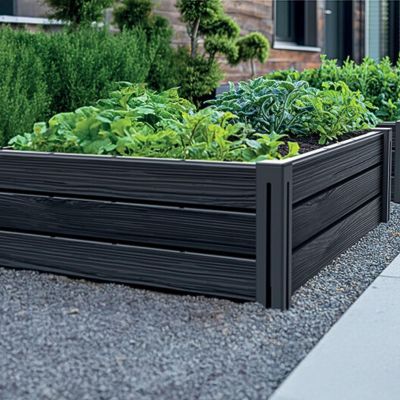 12. GRZĄDKA RABATKA OGRODOWA OBRZEŻE BASE 4 ELEMENTY WOOD ANTRACYT