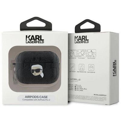 4. Etui Karl Lagerfeld Monogram Karl Head na AirPods Pro 2 - czarne