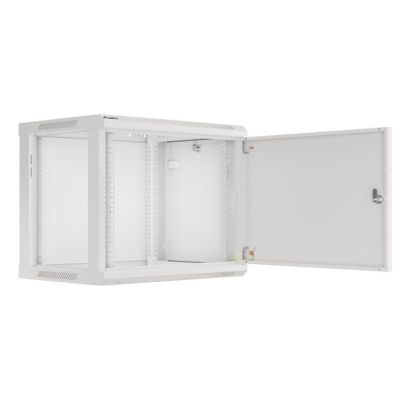 9. Szafa instalacyjna Rack wisząca 19" 9U 600x450 szara drzwi metalowe LANBERG (Flat Pack)