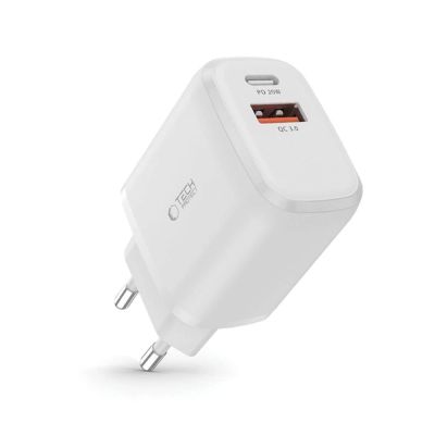 2. Ładowarka Tech-Protect C20W sieciowa USB-C PD 20W / USB-A QC 3.0 - biała