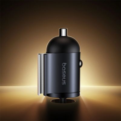 8. Ładowarka samochodowa Baseus Tiny Star 30W z wbudowanym spiralnym kablem USB-C - czarna