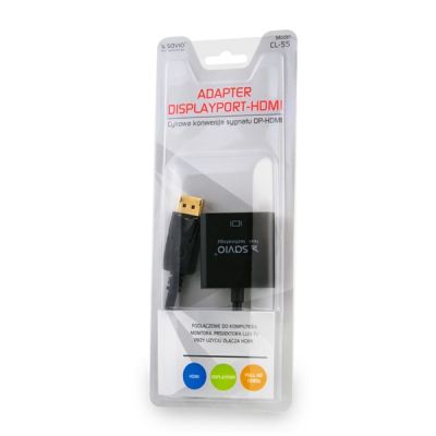 2. Adapter SAVIO cl-55 (HDMI F - DisplayPort M; 0,10m; kolor czarny)