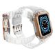 3. Pasek z etui ochronnym Protect Strap Band do Apple Watch 38 / 40 / 41 mm opaska obudowa pancerna - przeroczysty, różowe złoto