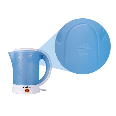 5. ELDOM CZAJNIK TURYSTYCZNY C190 LINO 0,6 L 550W NIEBIESKI + DWA KUBKI, DWIE ŁYŻECZKI
