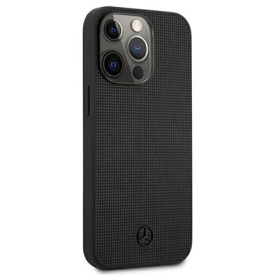 4. Etui Mercedes Leather Meshed Metal Logo na iPhone 13 Pro / iPhone 13 - czarne