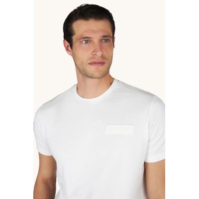 3. Paul&Shark T-shirt bawełniany męski jasny ecru 26411038-108 - klasyczny krój, logo