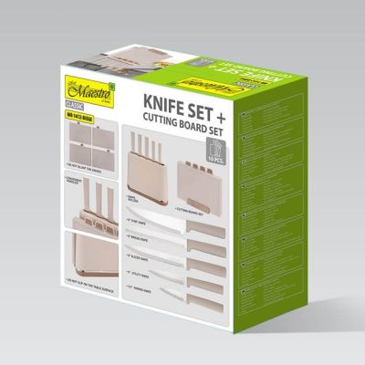 9. Zestaw noży + desek MR-1412-BEIGE MAESTRO