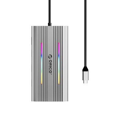 2. Stacja dokująca USB-C Orico XDR 12w1 RGB USB-A USB-C PD 100W 2x HDMI 4K 60Hz VGA RJ45 Gigabit czytnik kart SD i microSD - szara