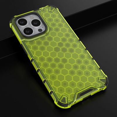 14. Honeycomb etui pancerny pokrowiec z żelową ramką iPhone 13 Pro zielony