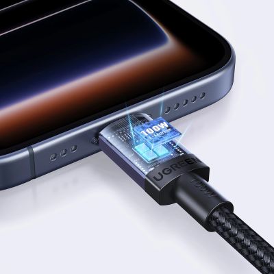 10. Kabel Ugreen USB-C do USB-C PD do szybkiego ładowania 100W 0,5m - czarny