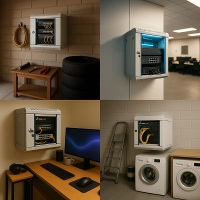 12. Extralink Szafa rack 6U 10" Szara montowana na ścianie
