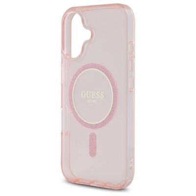6. Guess GUHMP16SHFGEREP iPhone 16 6.1"      różowy/pink hardcase IML Glitter Circle MagSafe