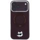 3. Etui Karl Lagerfeld with Ring Stand 360 Choupette Head Pin MagSafe na iPhone 18 Pro / 17 Pro - burgundowe