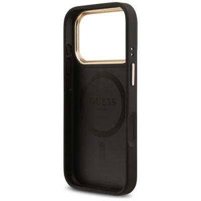 7. Etui Guess Grained Strass Logo MagSafe na iPhone 17 Pro - czarne