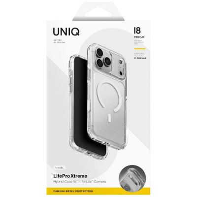 7. Etui UNIQ LifePro Xtreme Magclick Charging na iPhone 18 Pro Max / 17 Pro Max - przezroczysto-brokatowe