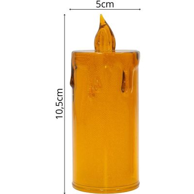 4. ŚWIECA DEKORACYJNA 10,5 CM AMBER CIEPŁY BIAŁY 1 LED
