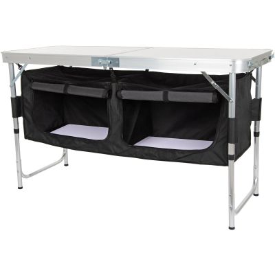 19. STOLIK TURYSTYCZNY SKŁADANY KEMPINGOWY 120x47x70/62/54CM Z SZAFĄ 33X30X36CM