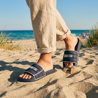 8. Klapki męskie plażowe basenowe granatowe Big Star RR174A045