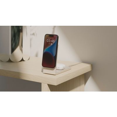 4. Ładowarka bezprzewodowa Qi2 15W do dwóch urządzeń - Native Union Rise 2-in-1 kompatybilna z MagSafe (sandstone)