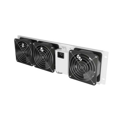 5. LANBERG PANEL WENTYLACYJNY PIONOWY 3U 19" DO SZAF RACK TRZY WENTYLATORY 230V SZARY