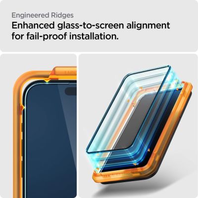 8. Szkło hartowane Spigen ALM Glass FC na iPhone 15 Pro - czarne 2 szt.