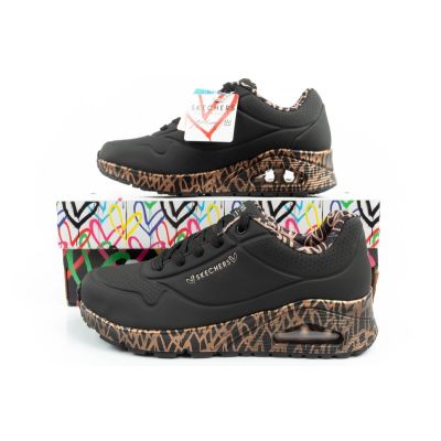 19. Skechers Uno-Loving Love buty sneakersy sportowe damskie modne czarne