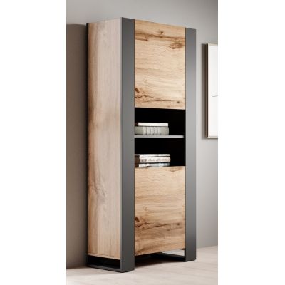 3. Regał WOOD 65x40x170 dąb wotan + antracyt