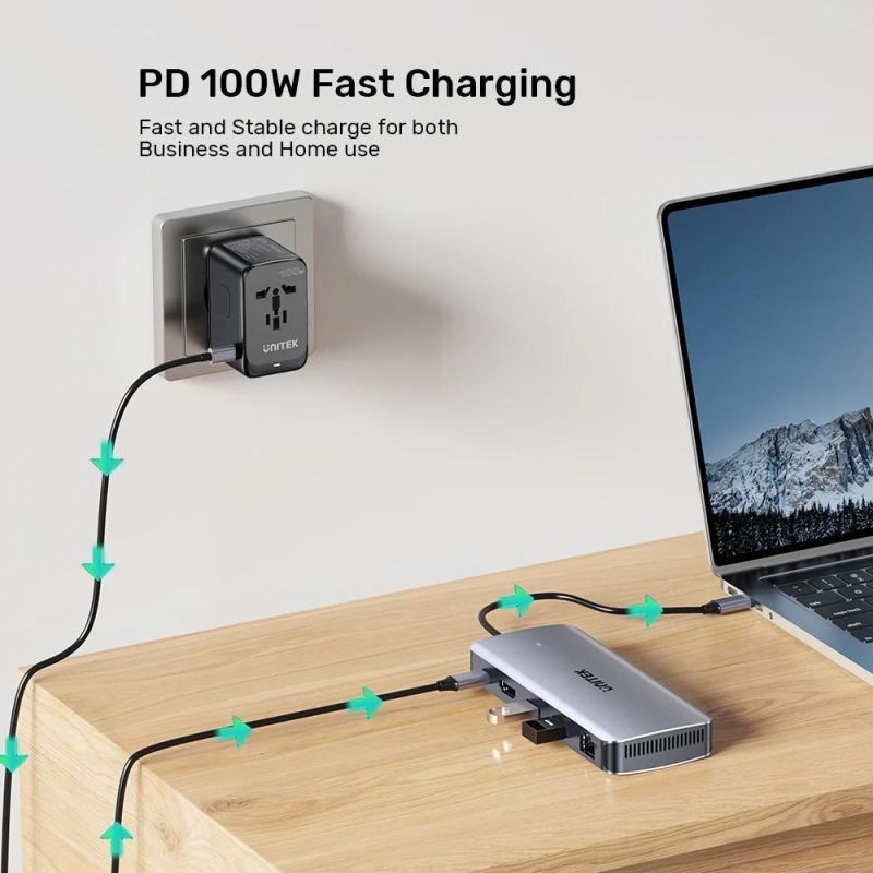 8. UNITEK AKTYWNY HUB USB-C 10GBPS,M.2,HDMI, PD 100W