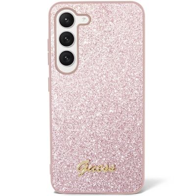 2. Etui Guess Glitter Script na Samsung Galaxy S23+ - różowe