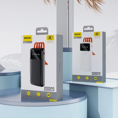 7. Dudao K6Pro uniwersalny powerbank 10000mAh z kablem USB, USB Typ C, Lightning biały (K6Pro-white)