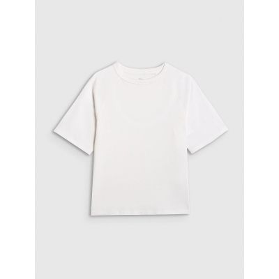 6. T-shirt oversize gładki chłopięcy 4F 4FJWAW25TTSHM2411-10S