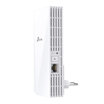 3. Wzmacniacz sygnału TP-Link AX3000 Wi-Fi 6, szybkość 574 Mb/s w paśmie 2,4 GHz + 2402 Mb/s w paśmie 5 GHz, spec: 2 anteny wewnętrzne, 1 port gigabitowy, dwurdzeniowy procesor Qualcomm 1,0 GHz, 1024 QAM, HE160 dla 5 GHz, wall plugged, funkcja: aplikacja