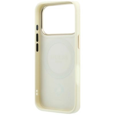 7. Etui Guess Stripe Peony 4G Logo MagSafe na iPhone 18 Pro Max / 17 Pro Max - beżowe