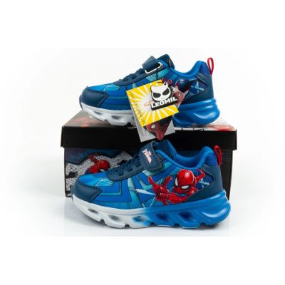 10. Leomil buty sportowe dziecięce sneakersy Spiderman lekkie na rzep LED niebieskie