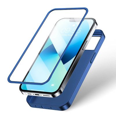 4. Joyroom 360 Full Case etui pokrowiec do iPhone 13 obudowa na tył i przód + szkło hartowane niebieski (JR-BP927 blue)