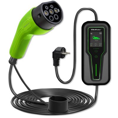 13. Qoltec Mobilna ładowarka do samochodu elektrycznego EV z regulacją 2w1 Typ2 | 3.5kW | 230V | LCD | Przenośna | Wallbox | 5m
