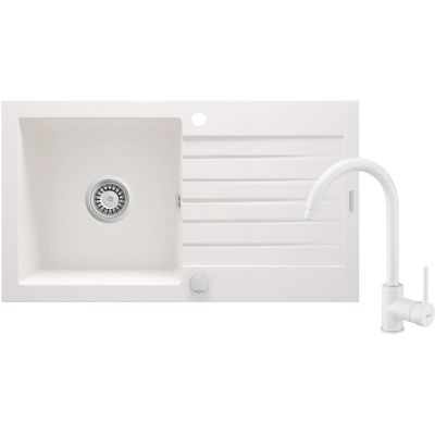 Zlewozmywak granitowy z baterią 1-komorowy z ociekaczem ZQZVA113 5907650876847