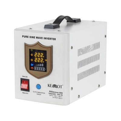 2. Zasilacz awaryjny KEMOT PROsinus-800 przetwornica z czystym przebiegiem sinusoidalnym i funkcją ładowania 12V 230V 800VA/500W