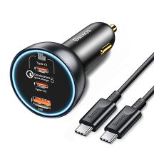 Ładowarka samochodowa Baseus 160W z technologią Qualcomm® Quick Charge™ 5 2x USB-C + 1x USB-A - szara