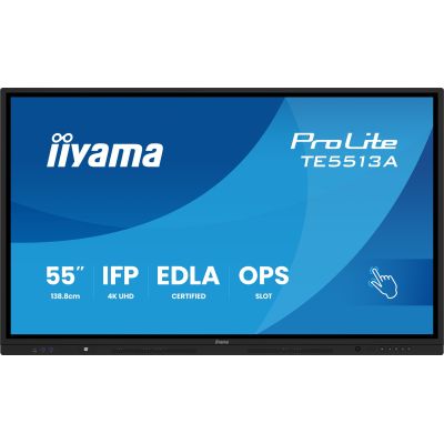 25. iiyama TE5513A-B2AG signage display Interaktywny płaski panel 138,7 cm (54.6") Wi-Fi 500 cd/m2 4K Ultra HD Czarny Ekran dotykowy Procesor wbudowany Android 24/7