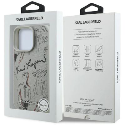 8. Etui Karl Lagerfeld Grained Pattern & Logo MagSafe na iPhone 16 Pro Max - szare