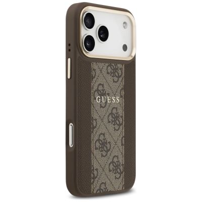 4. Etui Guess 4G Stripe MagSafe na iPhone 17 Pro Max - brązowe