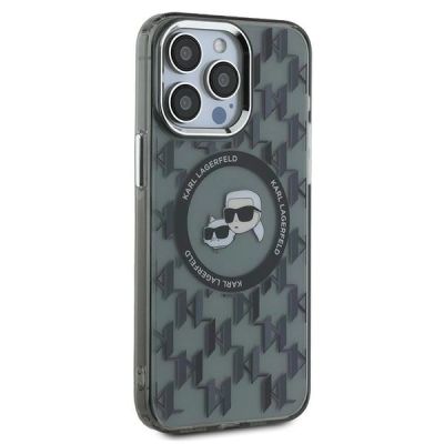 4. Etui Karl Lagerfeld IML Monogram Karl & Choupette Head MagSafe na iPhone 15 Pro - czarne