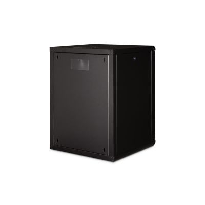 4. Szafa sieciowa wisząca Unique 19" 16U rack 600x600, drzwi szyba, czarny, niedzielona, złożona, 100kg
